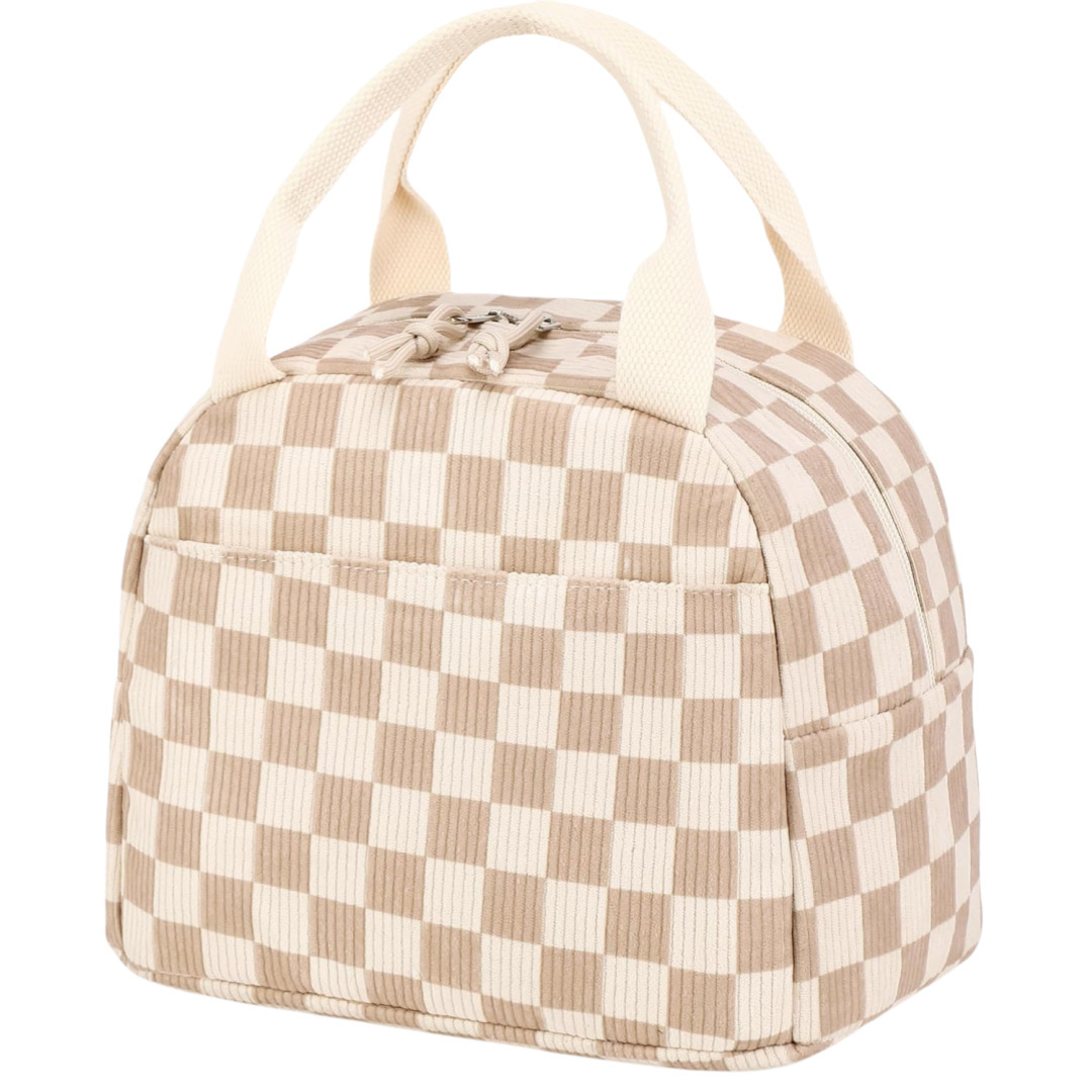Nuevo producto transfronterizo Bolsa bento portátil con estampado de pana Bolsa de almuerzo fresca de gran capacidad adecuada para acampar al aire libre
