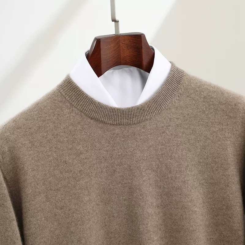 男款圆领山羊绒针织衫秋冬款商务简约百搭打底衫软糯亲肤不扎毛衣