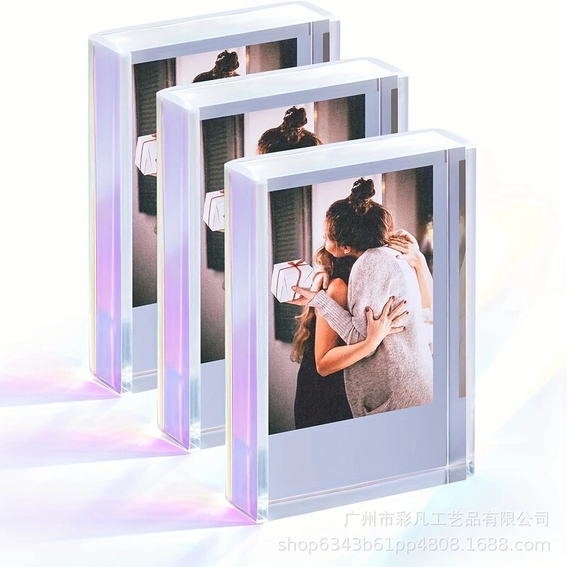 Acrylic 3 Pack Mini Photo Frame Polaroid Photo Frame Rainbow Photo Frame for Desktop and Nightstand