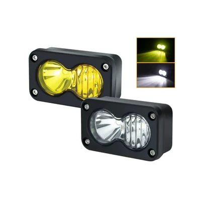 Cross-Border Square 3inch Led Car Work Light Motorcycle Spotlight Modified Searchlight Car Light Front Electric Vehicle Light (Motorcycle headlights, headlights) - yellow-light-2-lines-silver-bracket-single-228-small-square-lamp-tax-included