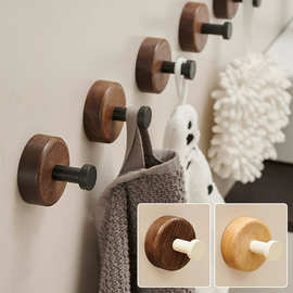 胡桃木门后挂钩免打孔强力粘胶挂衣架壁挂墙上单钩衣服粘钩挂衣钩