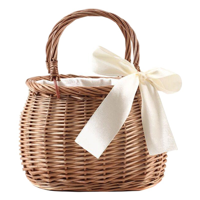 Cesta de flores de ratán bolso Corea del Sur cesta de verduras tejida bolsa de mimbre nuevas mujeres ins verano bambú bolsa tejida