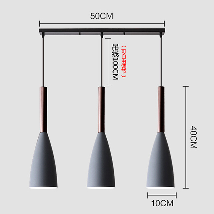 Lámpara de comedor de estilo nórdico, simple y moderna, comedor gris blanco y negro de tres cabezas, sala de estar, dormitorio, barra de bar, candelabro pequeño