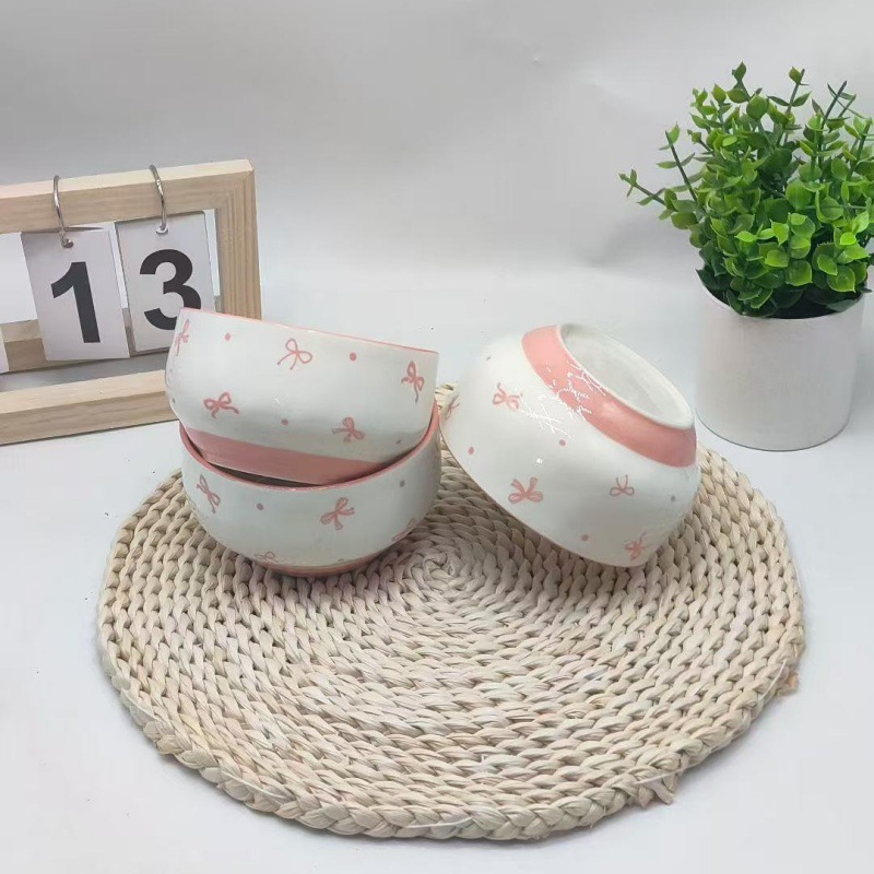 Tacos de arroz de cerámica, platos de postres caseros de alto valor, cubiertos de cerámica de color esmaltados, dibujos animados, lindos cubos de cerámica