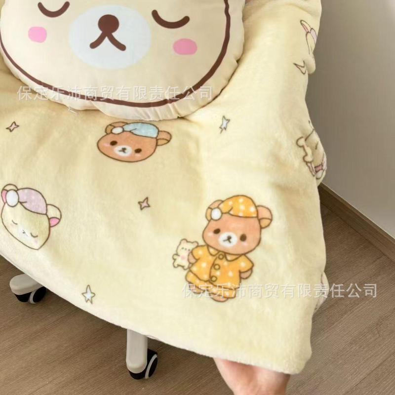 轻松熊棉花糖猫珊瑚绒午睡盖毯毛毯可爱柔软宿舍空调毯办公盖腿毯|undefined