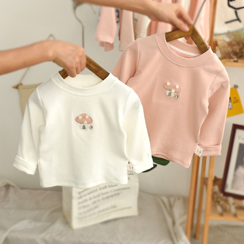 Girls' long-sleeved T-shirt 2023 Autumn New Western style children's clothes white T-shirt baby top 0011A015