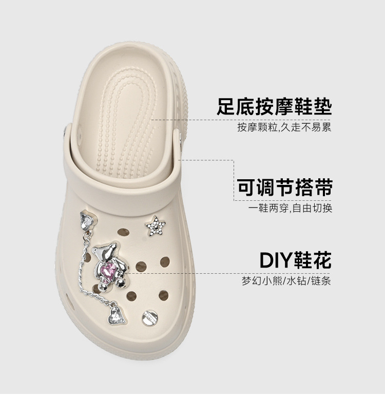 Dép lỗ xỏ ngón nữ đế dày EVA tăng chiều cao 5.5 cm, chống trượt chống mùi, mũi trùm kín — EN30 Xương trắng chi tiết 6