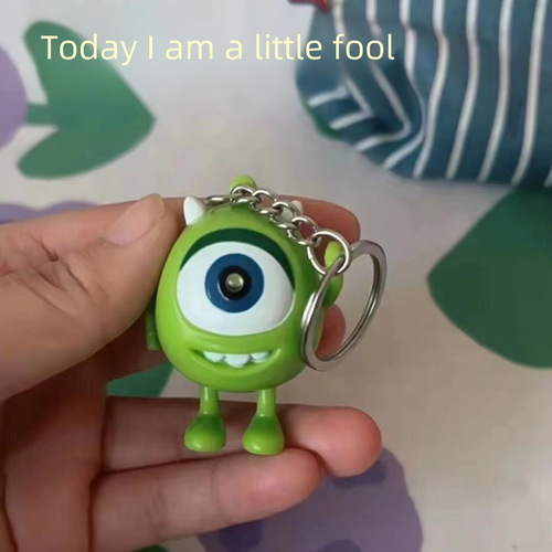 Big-eyed keychain talking plush confession tool sound and light pendant big-eyed monster keychain 