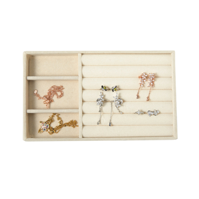 Bandeja de almacenamiento de joyas Bandeja de franela Pendientes Anillo Collar Caja de almacenamiento Caja de joyería Soporte
