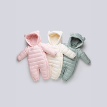 新款婴儿羽绒服连体衣冬季宝宝羽绒外出服新生儿保暖抱衣哈衣爬服