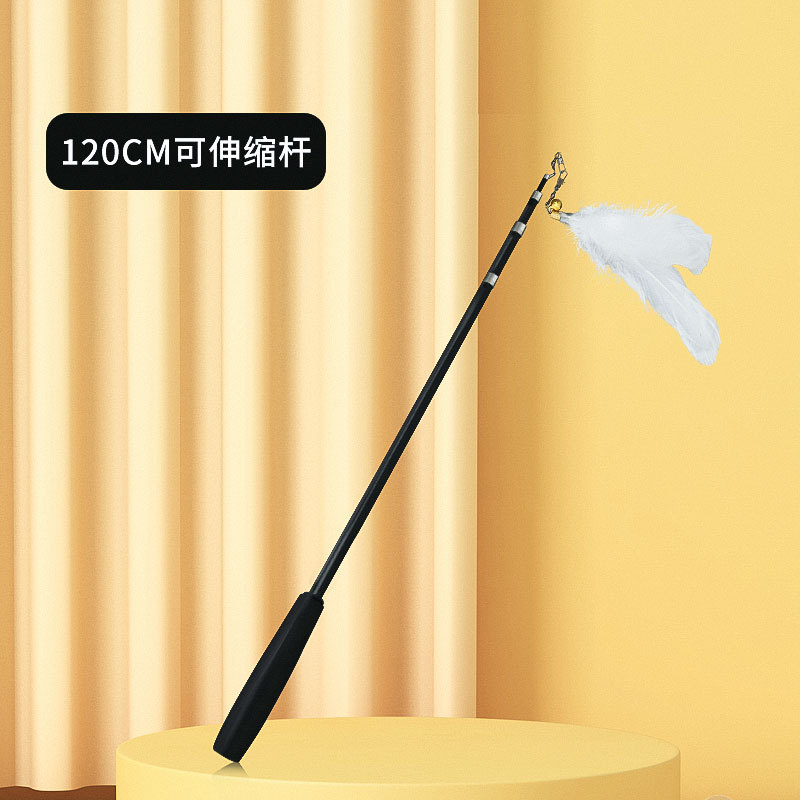 Divertido gato palo retráctil larga varilla gato juguete auto-Hola aliviar tapada reemplazo cabeza caña de pescar gatito consumo suministros físicos