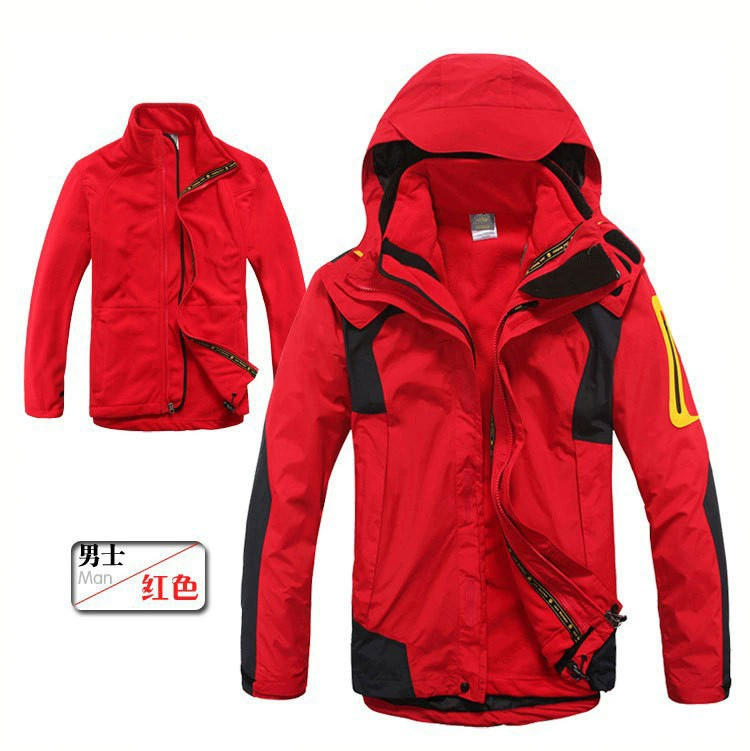 Индивидуальная трансграничная одежда для альпинизма на открытом воздухе с бархатом и утолщенной подкладкой, съемная куртка, модный мужской комплект из трех предметов «три в одном».