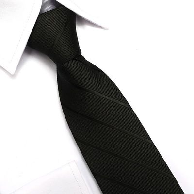 necktie man business affairs black stripe zipper Groom marry Hand Bowtie 8cm Black Obscure