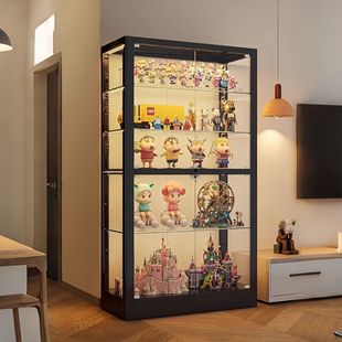Hand-Made Display Cabinet with Light Glass Cabinet Dust-Proof Transparent Pain Cabinet Home Music Model High Toy Storage Rack Wine Cabinet