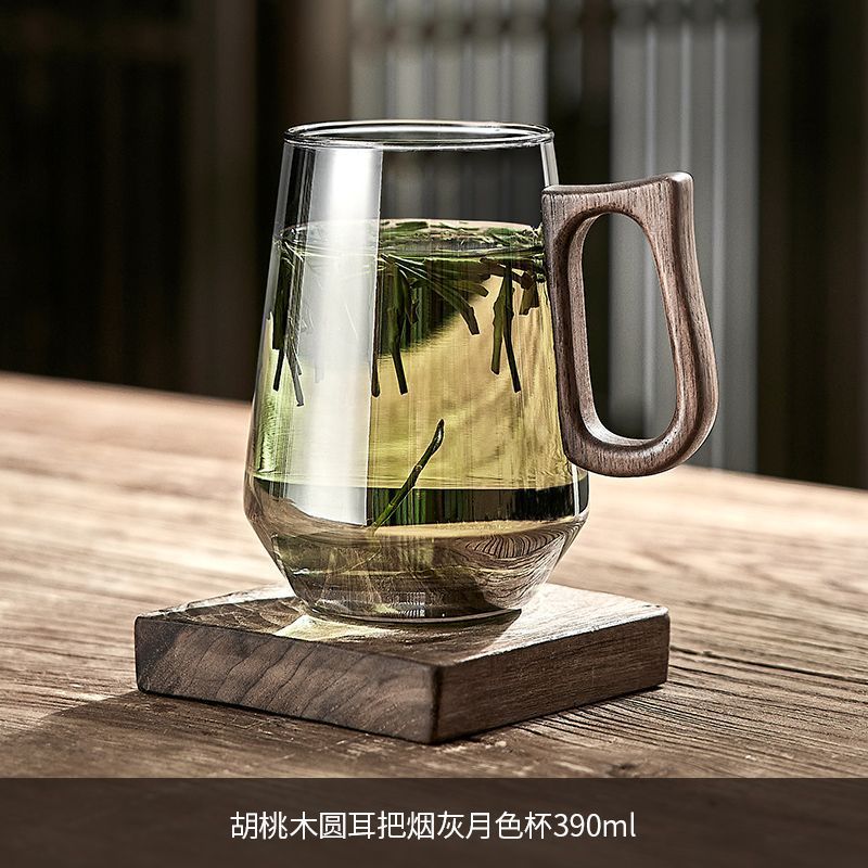 [나무손잡이 둥근귀] 애쉬 역입 찻잔 390ML
