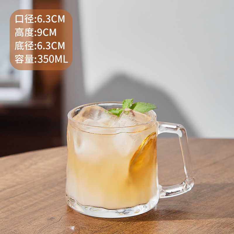 ins带把手玻璃杯茶水杯家用创意带把手高颜值透明冰咖啡杯马克杯|undefined