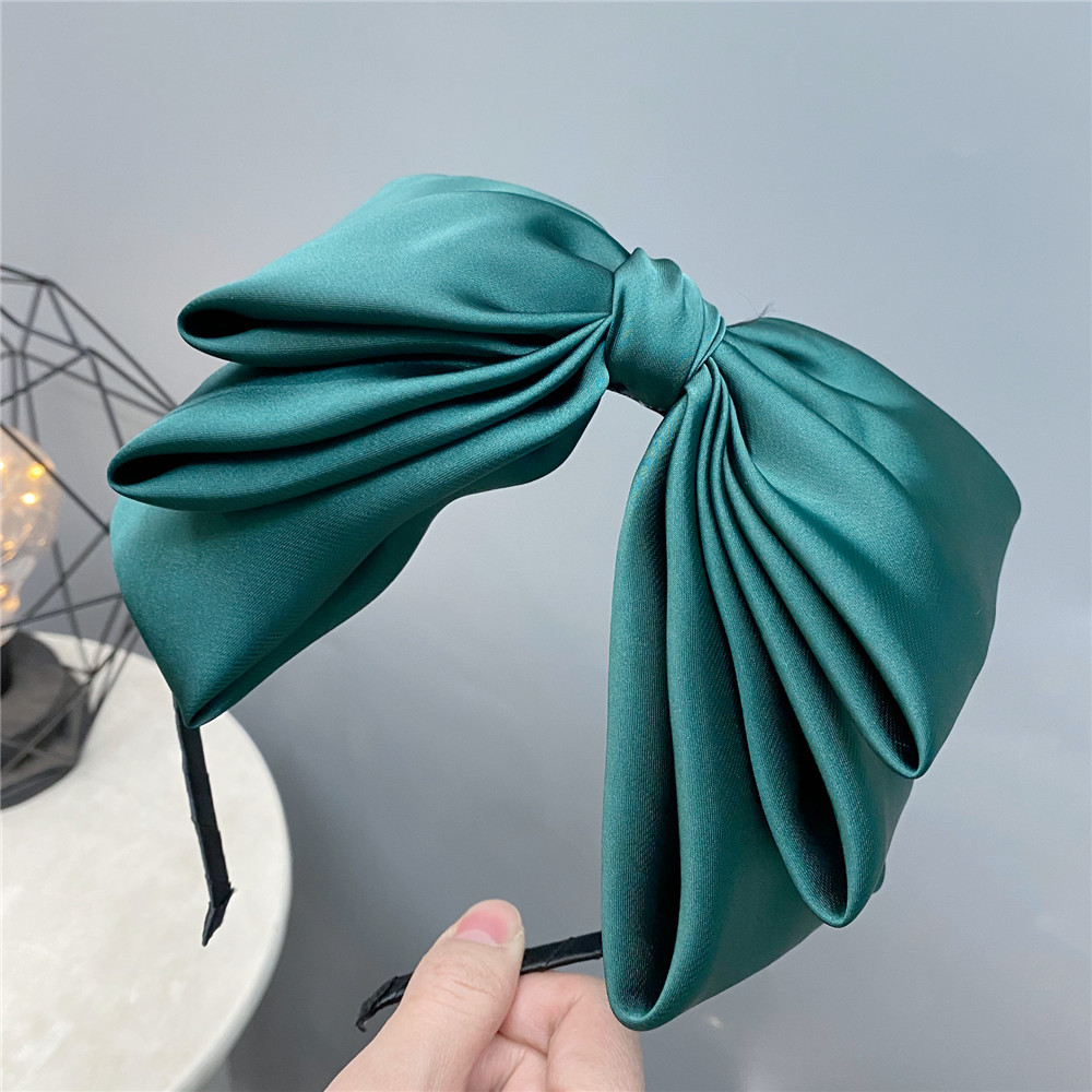 Women'S Gender Fashion Three-layer Satin Solid Color Sweet Big Bow Satin Headband
