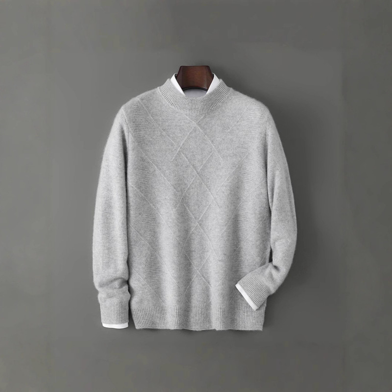 2025 Autumn and Winter Half Turtleneck Pure Wool Sweater Men's Pullover Knitted Bottoming Top Alalana Fashion Thick Sweater
