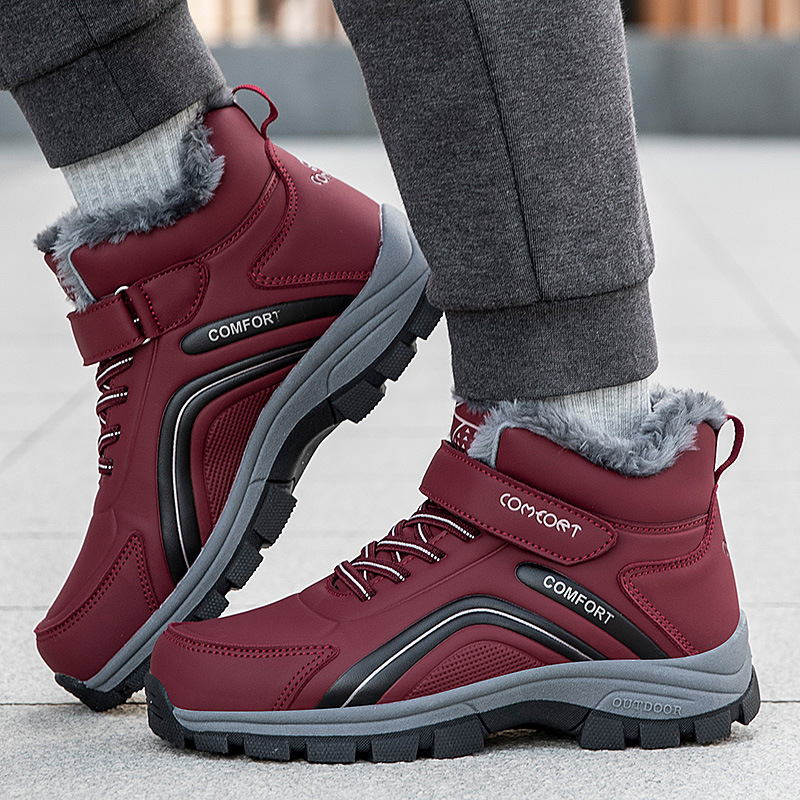 Zapatos de marca de invierno para personas mayores zapatos de calentamiento impermeables botas de nieve para mujeres antideslizantes botas de mediana edad zapatos de algodón de madre