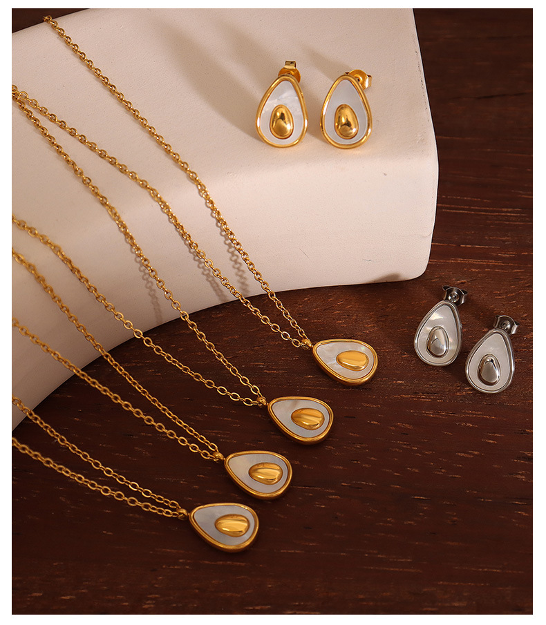 Womenu0027S Fashion Water Drop Titanium Steel Earrings Necklace Plating No Inlaid Jewelry Sets