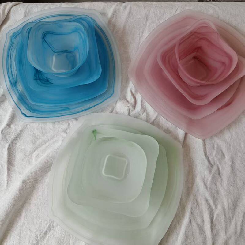 Modern Cloud-Pattern Frosted Glass Bowl, Frosted Fruit Plate, Restaurant Kitchen Ink-Style Large Fruit Plate, Small Fruit Bowl Wholesale