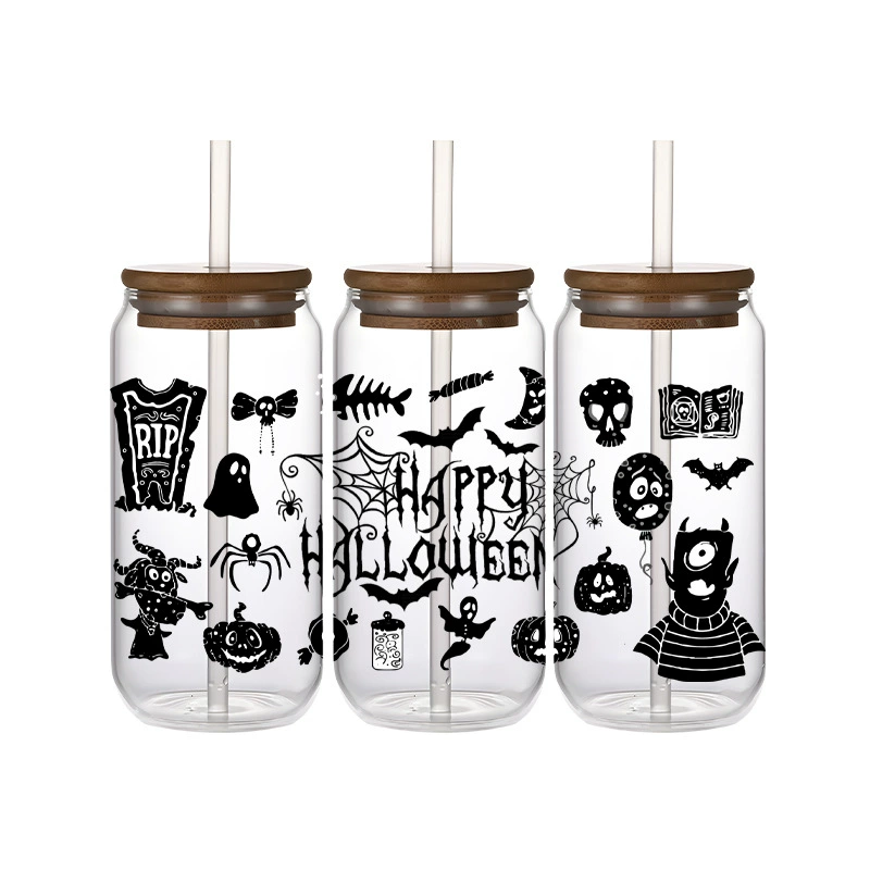 Glass, sticker, halloween, 3D