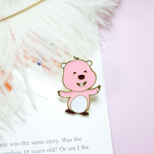 粉色小海狸金属胸针卡通个性徽章金属动物胸章可爱别针衣服包包扣