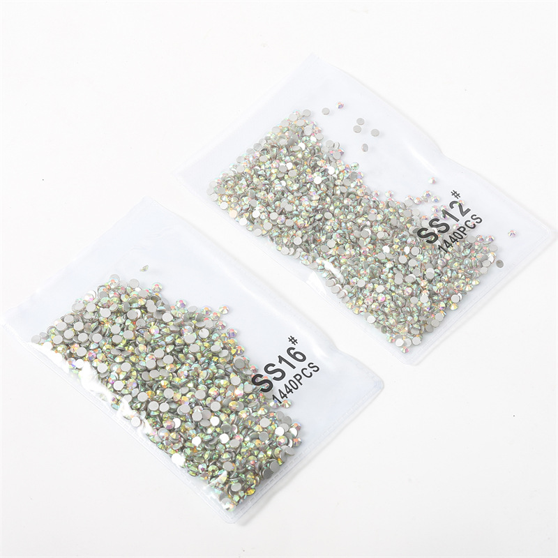 Accesorios de uñas diamante plano transparente AB diamante uñas taladro DIY decoraciones oro inferior plata inferior calidad rhinestone color mezclado diamante