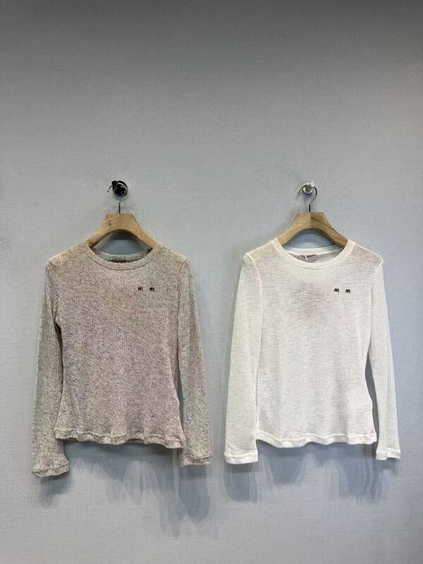 南油女装M家25早春新品胸前微标刺绣字母百搭显瘦长袖打底衫上衣|undefined