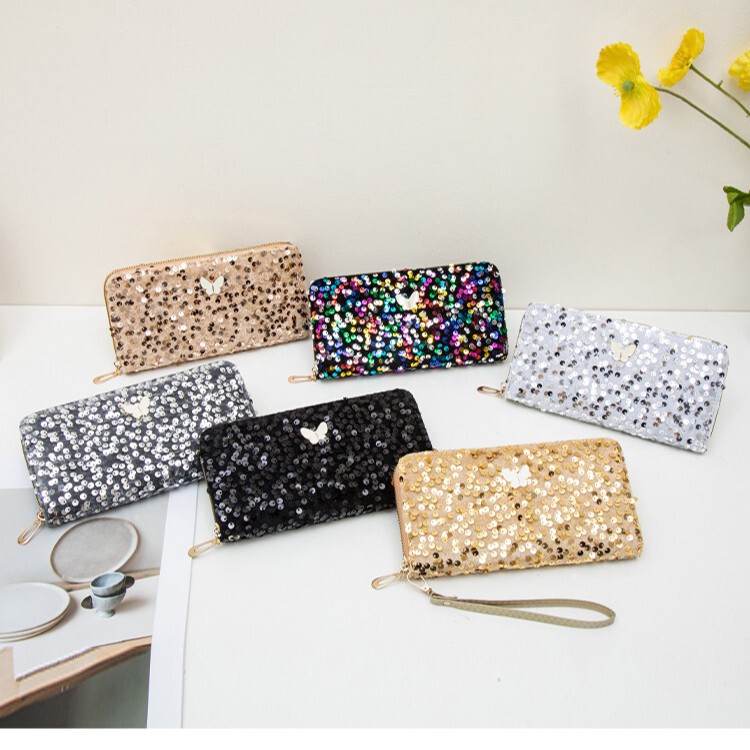 Long Butterfly Wallet 2025Lady Wallet New Fashion Sequin Clutch Bag Export Wholesale Wallet Long Butterfly Wallet 2025Lady Wallet New Fashion Sequin Clutch Bag Export Wholesale Wallet