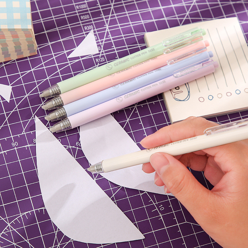 Cuentas de mano de buena reputación artefacto de 4 piezas de dispensación de pegamento y cuchillo de cerámica pequeño cuchillo amarillo cuchillo artístico cuchillo de corte pegatinas de cuentas de mano DI