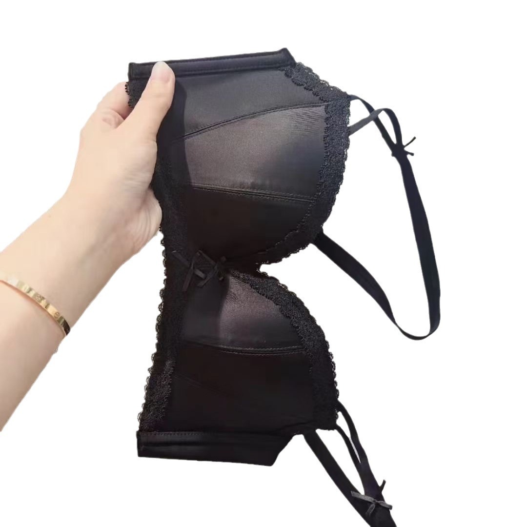 8076 Estilo dulce y puro satén sin anillo de acero, pechos pequeños, ropa interior de recolección, soporte superior, sujetador de ajuste cómodo y transpirable