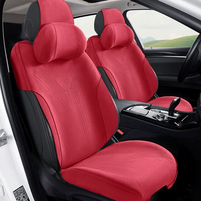 Seat cushion, seat cover Suitable for All Seasons, with Perforated - suede-front-main-and-secondary-seat-burgundy