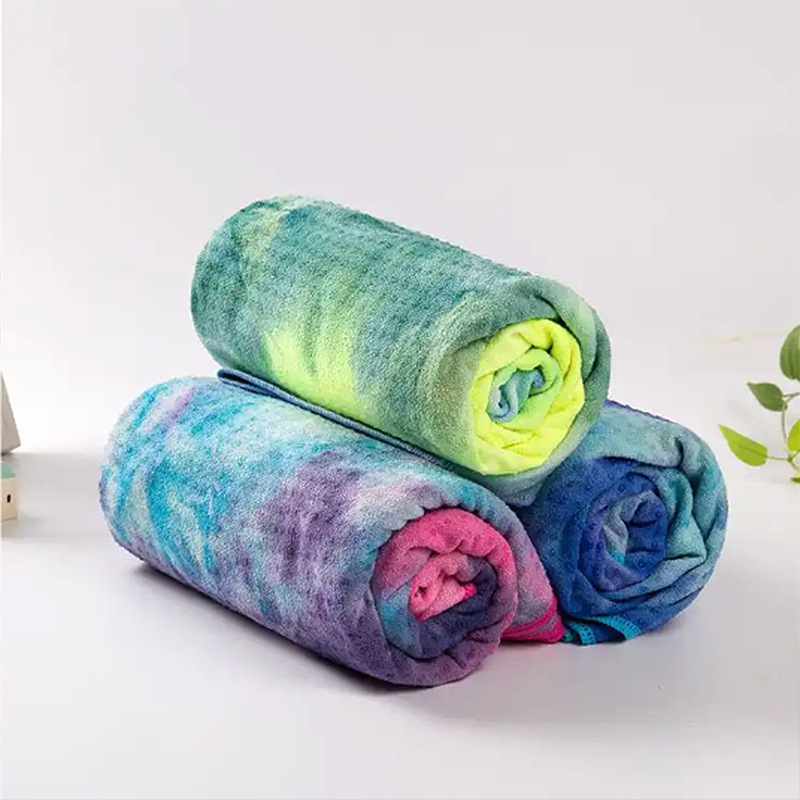 Factory Direct Sales Tie-Dye Yoga Towel Non-Slip Pvc Blanket Yoga Towel Thin Sweat-Absorbent Straight Towel