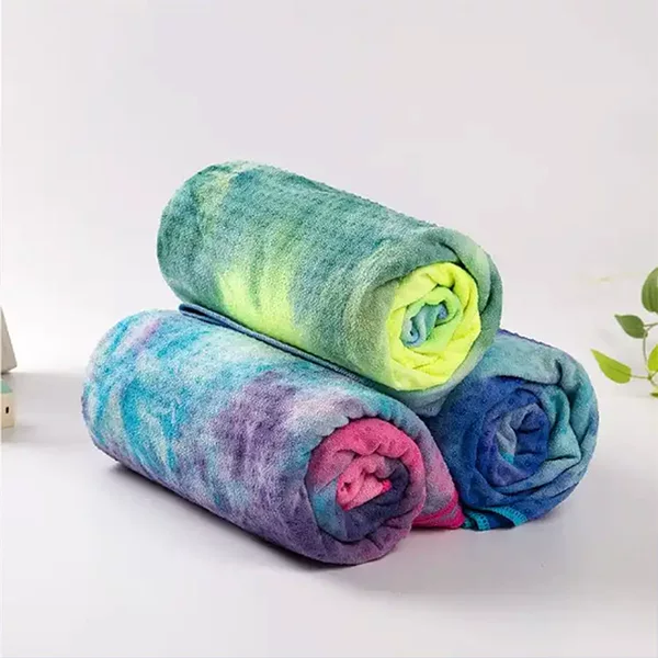 Factory Direct Sales Tie-Dye Yoga Towel Non-Slip Pvc Blanket Yoga Towel Thin Sweat-Absorbent Straight Towel