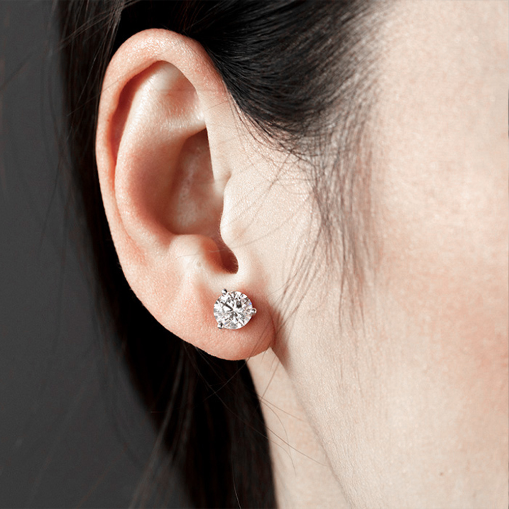Ear Studs Classification 1 Pair 925 Sterling Silver Geometric Solid Color Ear Studs
