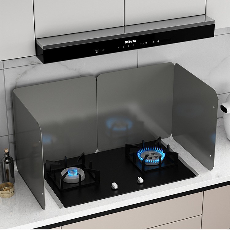 Gun gray kitchen oil baffle gas stove heat insulation high temperature resistant oil proof baffle stove foldable integrated folding plate