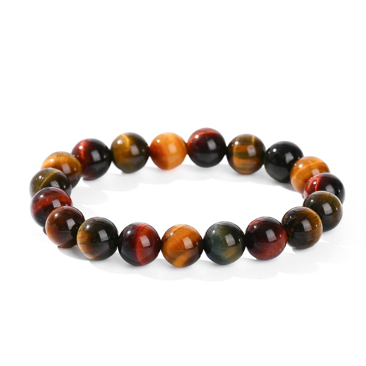 結晶東ジュエリー稲妻目男女スタイルの個性的なトレンド単輪ビーズブレスレット卸売り5a三色虎眼石手串