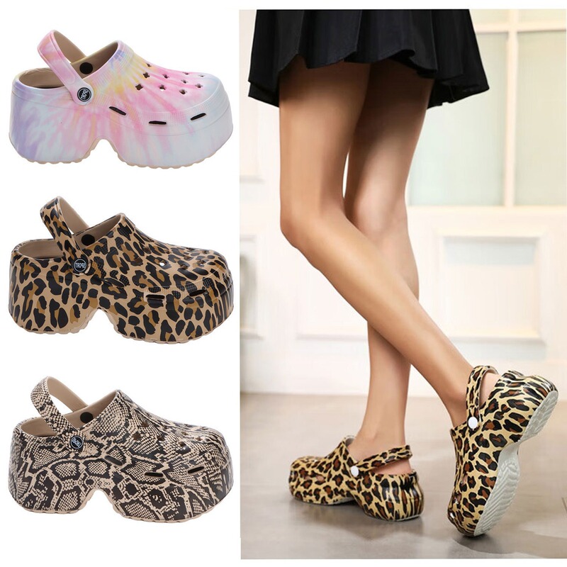 Customized High Heel Platform Hole Shoes Women Soft Plaid Print Increase 10cm Sandals Slippers Ladies Non-Slip Outside Wear Customized High Heel Platform Hole Shoes Women Soft Plaid Print Increase 10cm Sandals Slippers Ladies Non-Slip Outside Wear