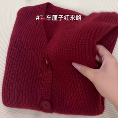 欧货重磅漂亮安哥拉红色毛衣外套女秋冬高级感软糯超好看针织开衫