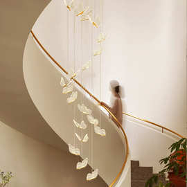 楼梯吊灯复式别墅大厅透明蝴蝶吧台灯创意简约现代轻奢客厅吊灯具