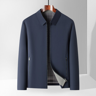 Brand Men's Lapel Short Jacket 2025 Spring New Fashion Casual Dad's All-match Top Jacket