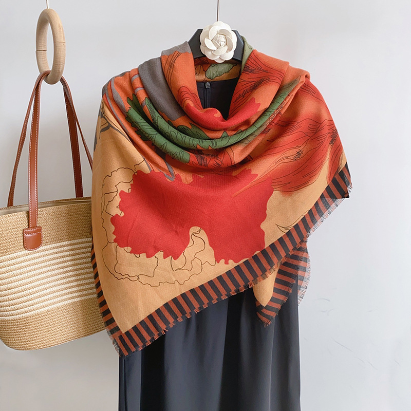 2025 Primavera Nuevo Clásico Bufanda Cuadrada Grande de Cuadros de Parches Moda Decorativa Versátil Protección Solar Impresa Chal Bufanda para Mujeres.