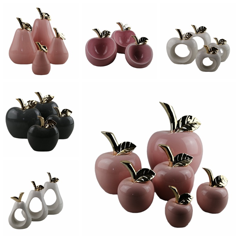 De lujo ligero, galvanoplastia europea, cerámica, fruta, pera, decoración pequeña creativa, sala de estar, mesa de comedor, mesa de centro, decoración de frutas