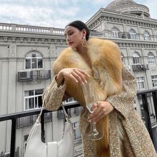 2022冬裝新款金島狐狸毛領皮大衣中長款顯瘦氣質時尚女總裁外套