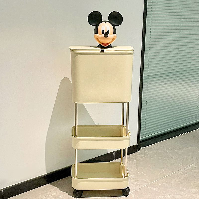 Kitchen Trash Can Household Multi-Layer Large Capacity with Lid Roller Removable Flip-Top Dry and Wet Separation Storage Bucket Sliding Lid