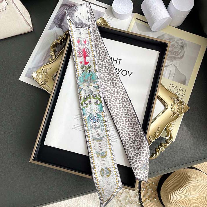 D versión alta 18 mm bufandas de seda cinta cinta delgada correa de pelo larga decoración pequeña bufandas animales de la selva H