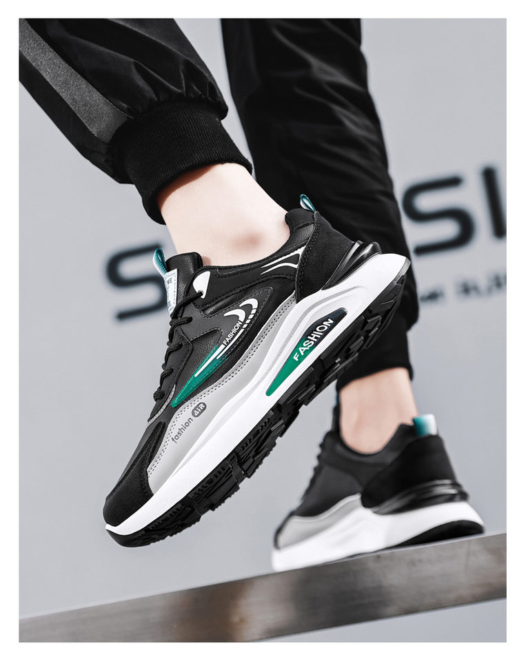 Giày thể thao nam da PU chống nước kiểu sneaker đế mềm chống trơn trượt — D291 màu trắng, D291 màu xám, D291 màu đen chi tiết 16