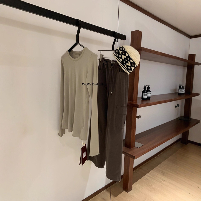 WGWE7291#分割线&瘦美视觉感 薄款显瘦长袖上衣长袖T恤|undefined