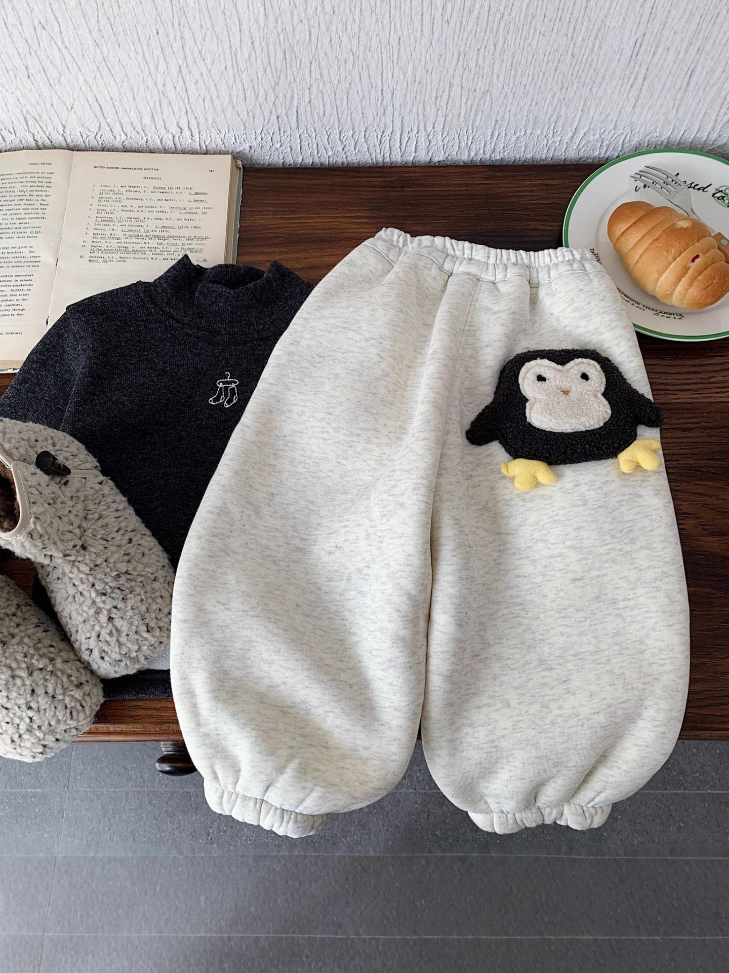 Children's fleece cartoon demi-season fashionable trousers for…